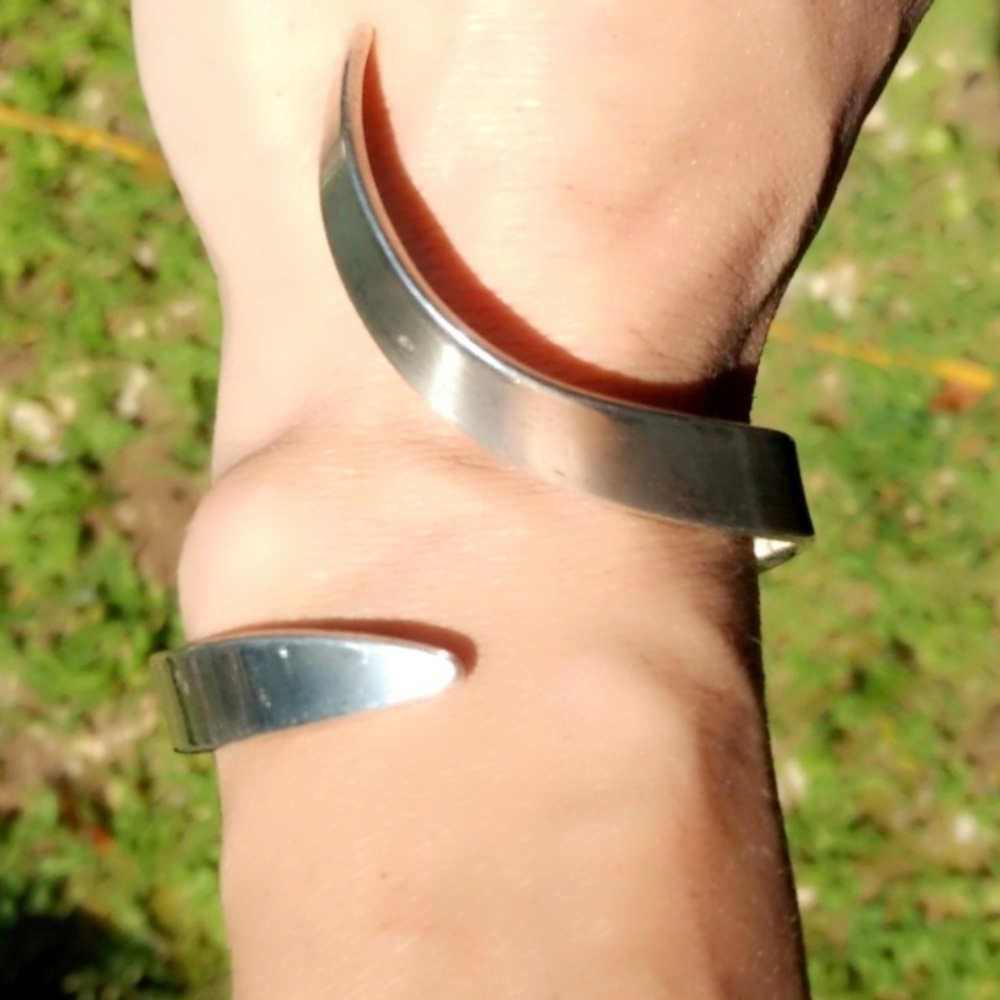 Vintage Sterling Silver Mid-Century Modern Cuff Bracelet - Picture 1 of 5